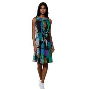 Anthropologie Ranna Gill Abstract Sleeveless Knee-Length Gem Cinched Dress XS